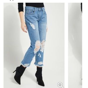 Rue 21 distressed high rise ankle straight jeans